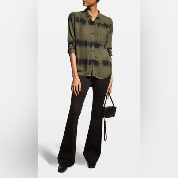 Rails Hunter Shirt Green Olive Black Waves Button Down Long Sleeve size M - Picture 2 of 9